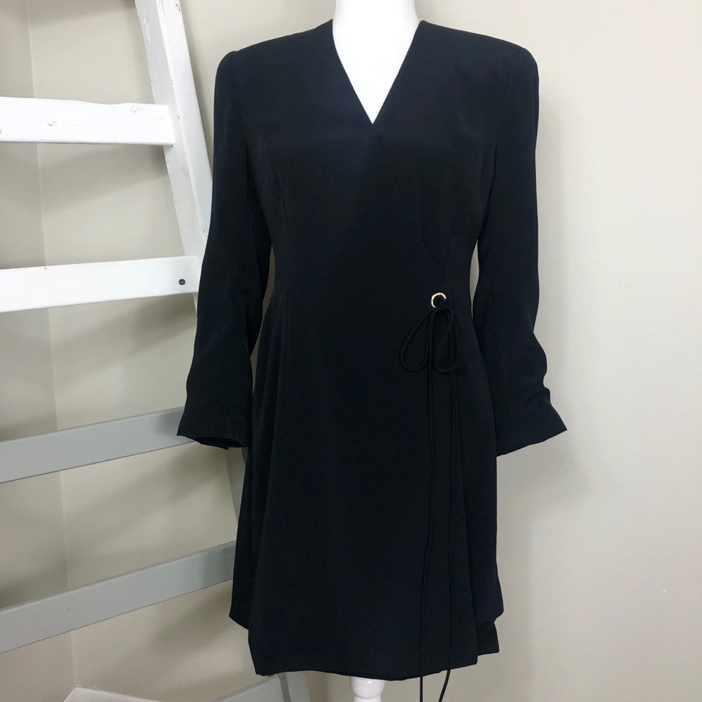 BADGLEY MISCHKA Vintage Wrap Dress Jewel Button 4